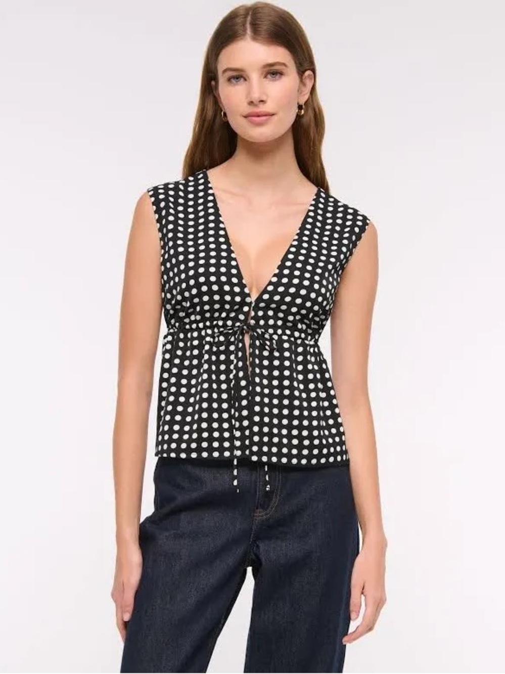 Abercrombie & Fitch Plunge Tie Front Top - Small